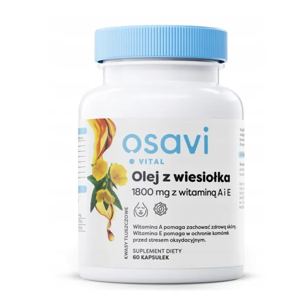 Olej z wiesiołka z witaminą A i E 1800mg  60 kaps Osavi