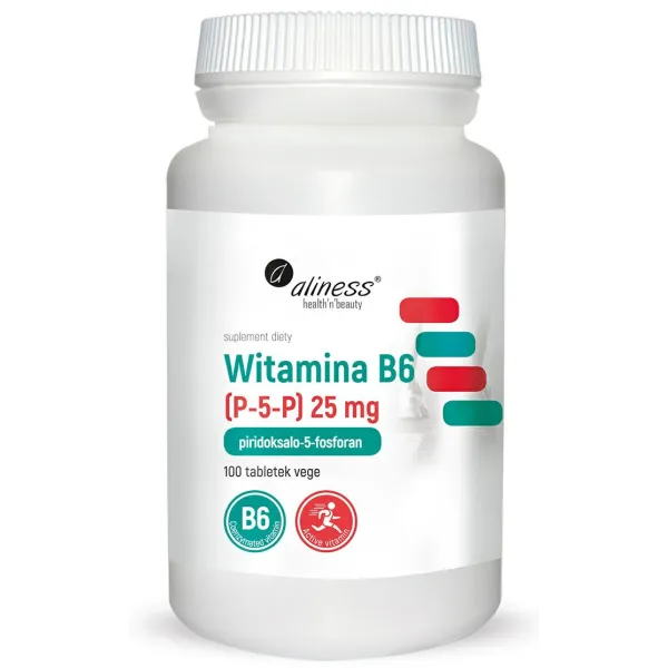 Witamina B6 (P-5-P) 25 mg x 100 tabletek  VEGE Aliness