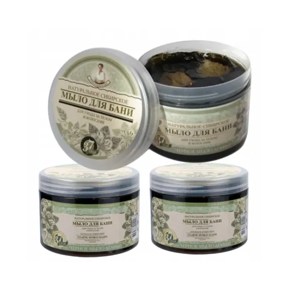 Czarne mydło Agafii Naturalne Syberyjskie do pielęgnacji ciała i włosów 500ml