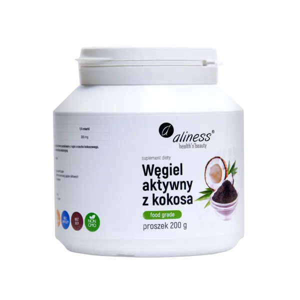 Węgiel aktywny z kokosa 200g proszek Aliness