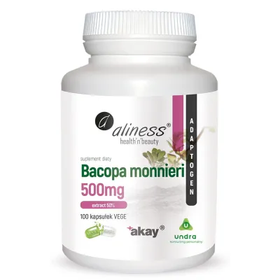 Bacopa Monnieri extract 5-% 500mg x100 vege caps. Aliness