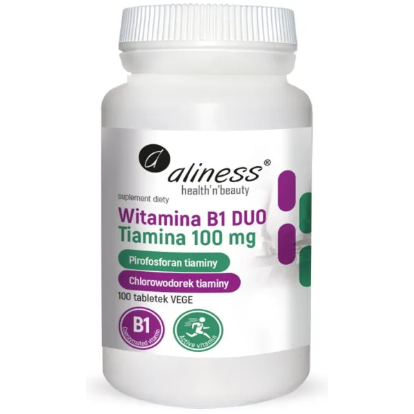 Witamina B1 (Tiamina) DUO 100 mg x 100 Vege tabs  Aliness