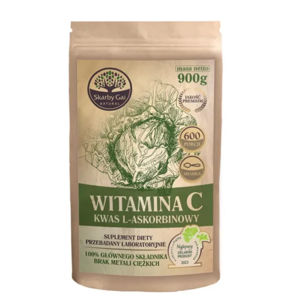 Witamina C z kapusty (kwas L- Askorbinowy) w proszku 900 g Skarby Gai