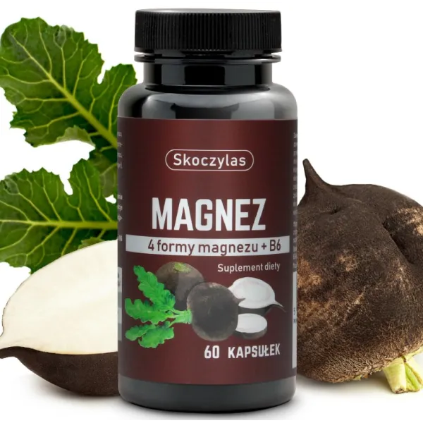 Magnez 4 formy, wit B. czarna rzepa 60kaps Skoczylas
