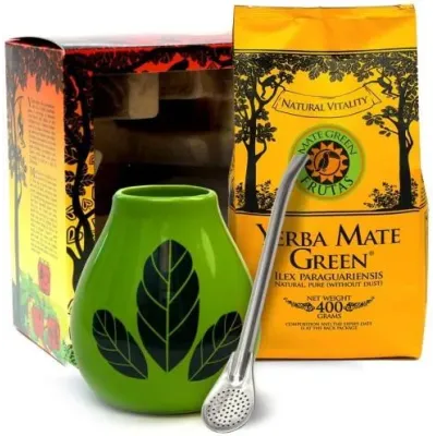 Zestaw w pudełku Exclusive Flor De Limonero 200g + Bombilla Liza + Matero Hoja Zielona