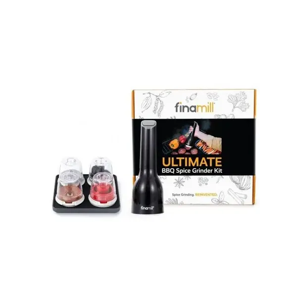 Zestaw Finamill BBQ akumulatorowy USB-C (młynek + 4 pojemniki + tacka)
