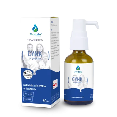 Cynk w kroplach 7,5 mg – glukonian cynku | AVITALE 30 ml (600 porcji)