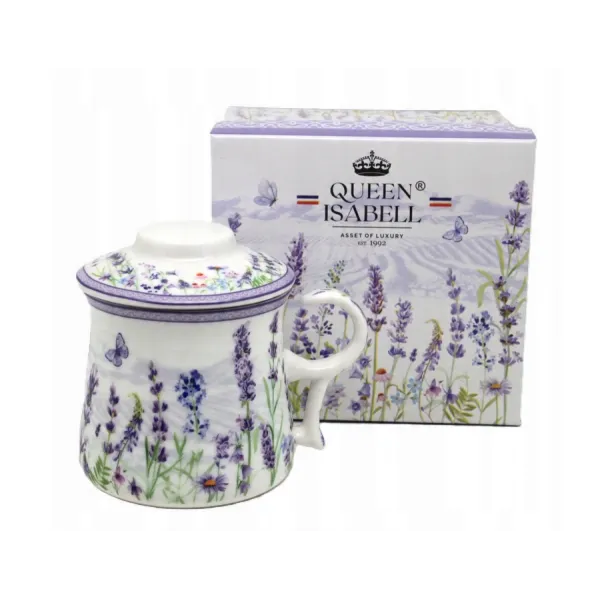 Kubek ceramiczny z zaparzaczem w pudełku ozdobnym