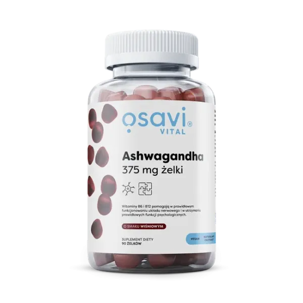Ashwagandha 375mg żelki wiśnia 90 gummies Osavi
