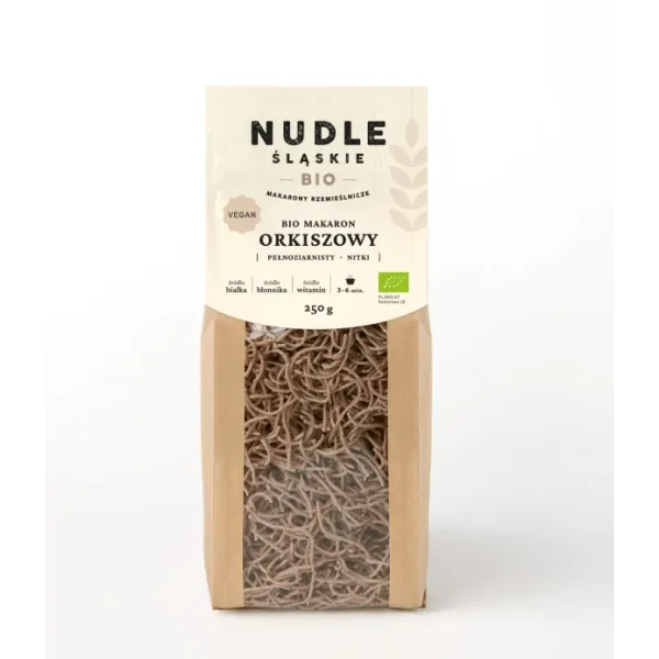 Makaron Orkiszowy Pełnoziarnisty Nitki 250g BIO Nudle Śląskie