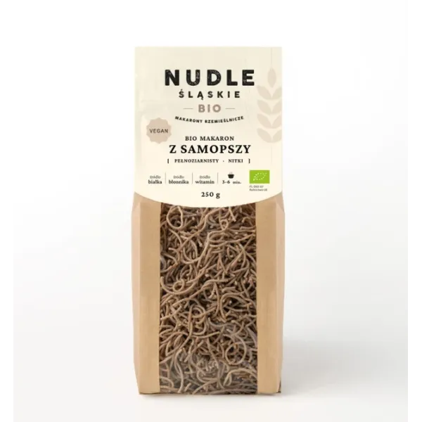 Makaron z Samopszy Pełnoziarnisty Nitki 250g BIO Nudle Śląskie