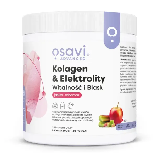 Osavi Kolagen/Elektrolity Witalność i Blask jabłko/rabarbar